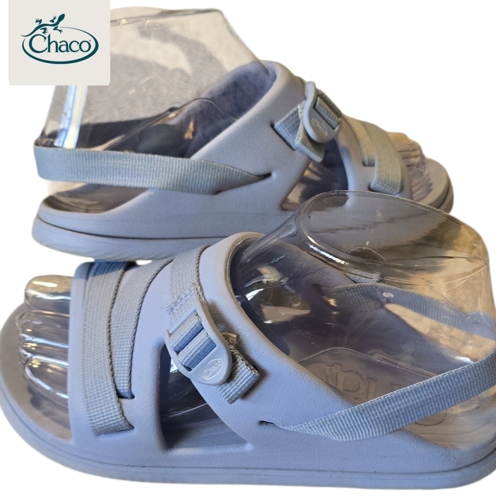CHACO Chillo Sport Slides Kids Size 4 Aqua Gray